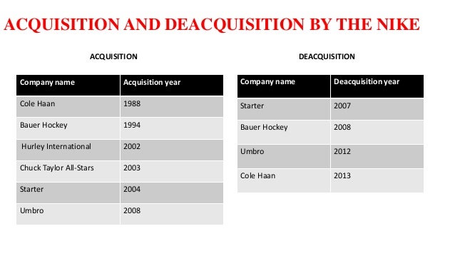 nike mergers and acquisitions history