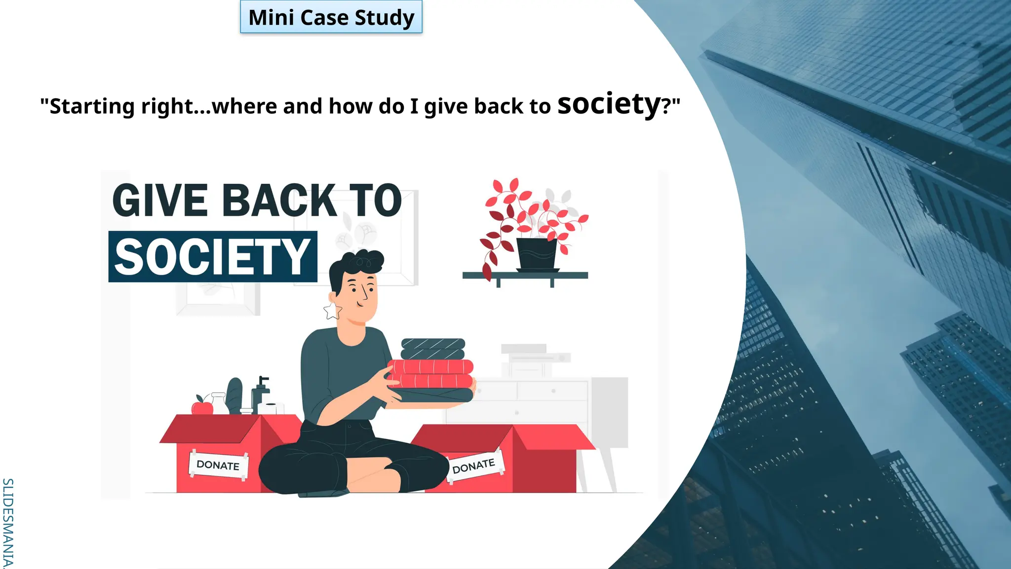 SLIDESMANIA.
SLIDESMANIA.
Mini Case Study
"Starting right...where and how do I give back to society?"
 