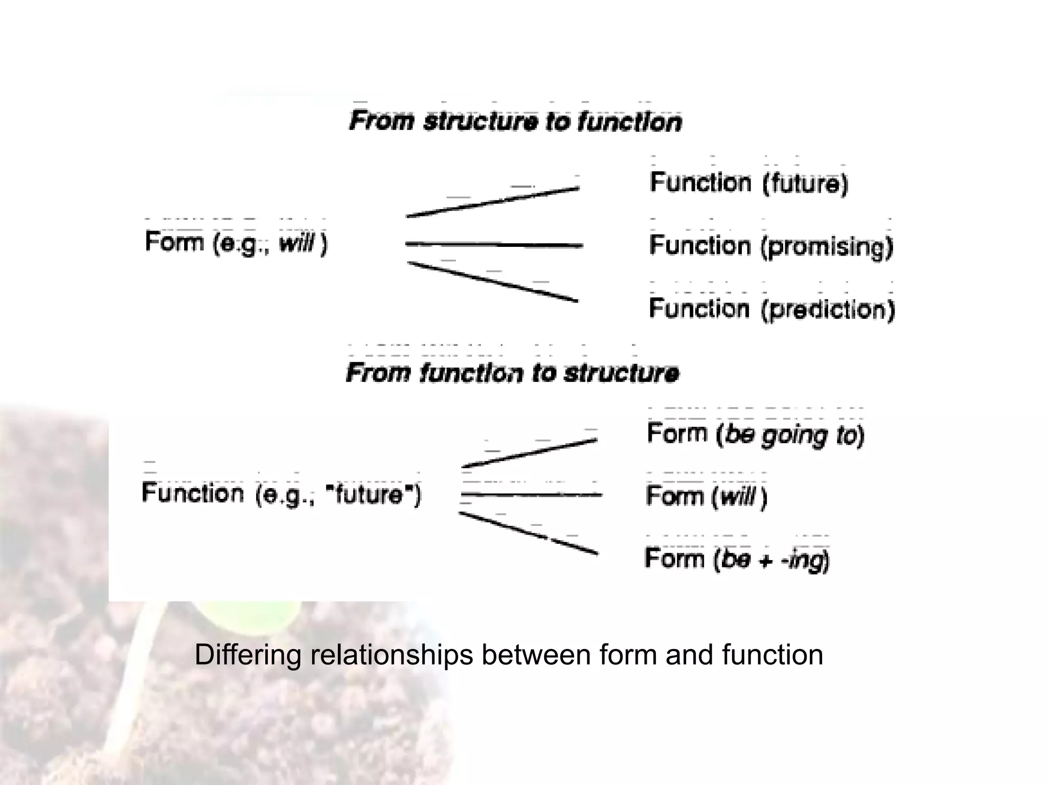 Differing relationships between form and function
 