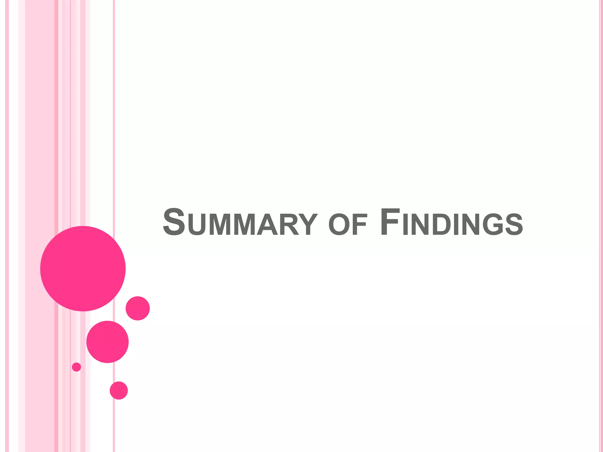 SUMMARY OF FINDINGS

 