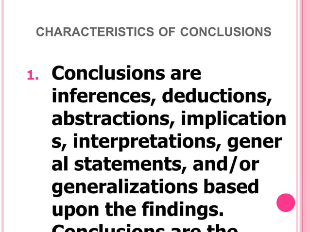 Summary, Conclusions and Recommendations | PPTX | Science