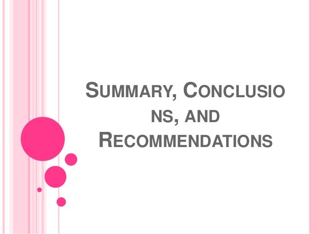 Example of conclusion and recommendation in research paper