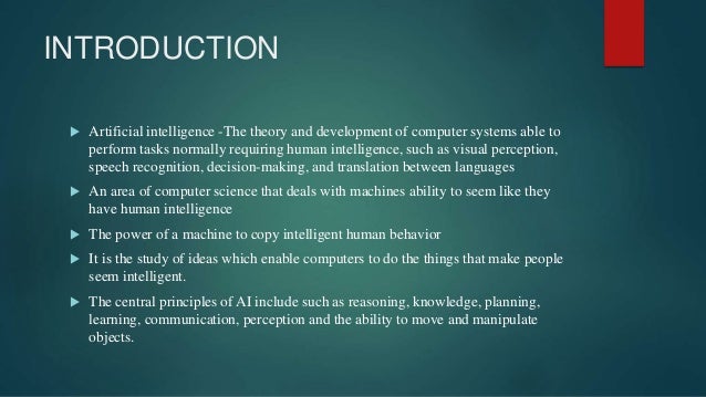 artificial intelligence and its applications
