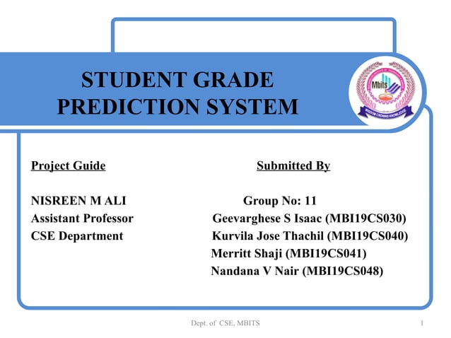 Student Grade Prediction System using ML - PPT | PPTX
