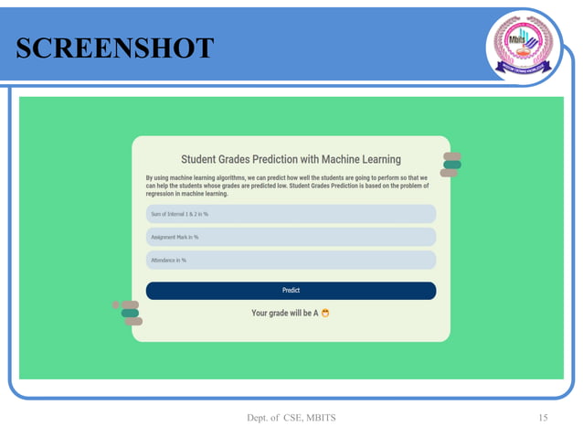 Student Grade Prediction System using ML - PPT | PPTX