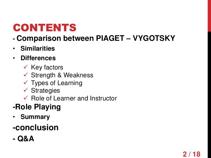Comparison Of Vygotsky And Piaget Differences Between Comparison