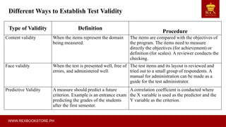 Validity Example Math Test Questions STATISTICS TEST VALIDITY TERTIARY EDUCATION | PPTX