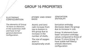 GROUP 16 elements in the periodic table. | PPTX