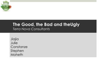 The Good, the Bad and theUglyTerra Nova Consultants Jiajia Julie Constanze Stephen Moheth 