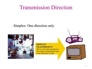- Simplex: One direction only
Transmission Direction
6
 