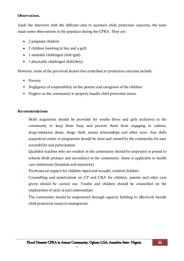 CHILD PROTECTION RAPID ASSESSMENT REPORT ANAMBRA STATE, NIGERIA.