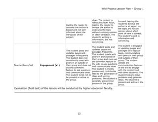 Lesson Plan: Wiki Project Group 1 | DOC