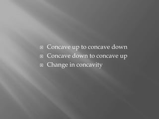 Concave up to concave downConcave down to concave upChange in concavity