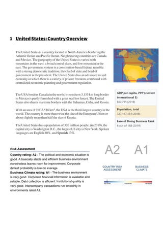 Country Risk analysis of USA | PDF