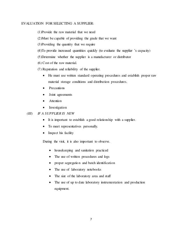 Raw Material Validation