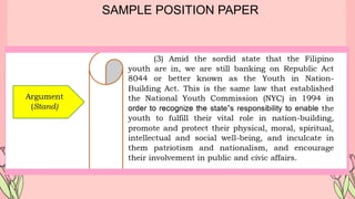 SAMPLE POSITION PAPER
 