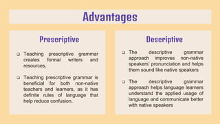 Group 2 - Prescriptive Grammar & Descriptive Grammar.pptx | Education