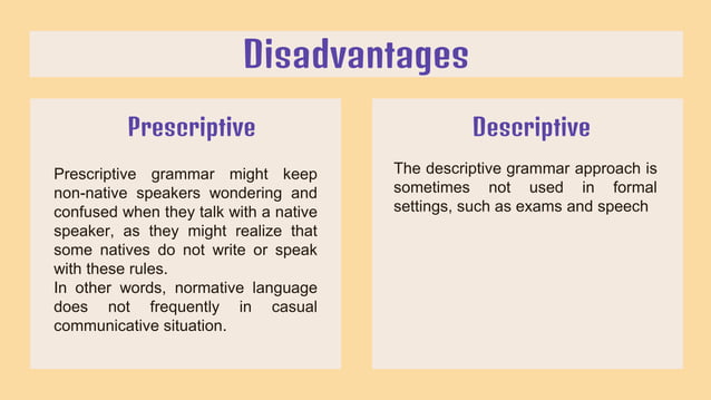 Group 2 - Prescriptive Grammar & Descriptive Grammar.pptx | Education