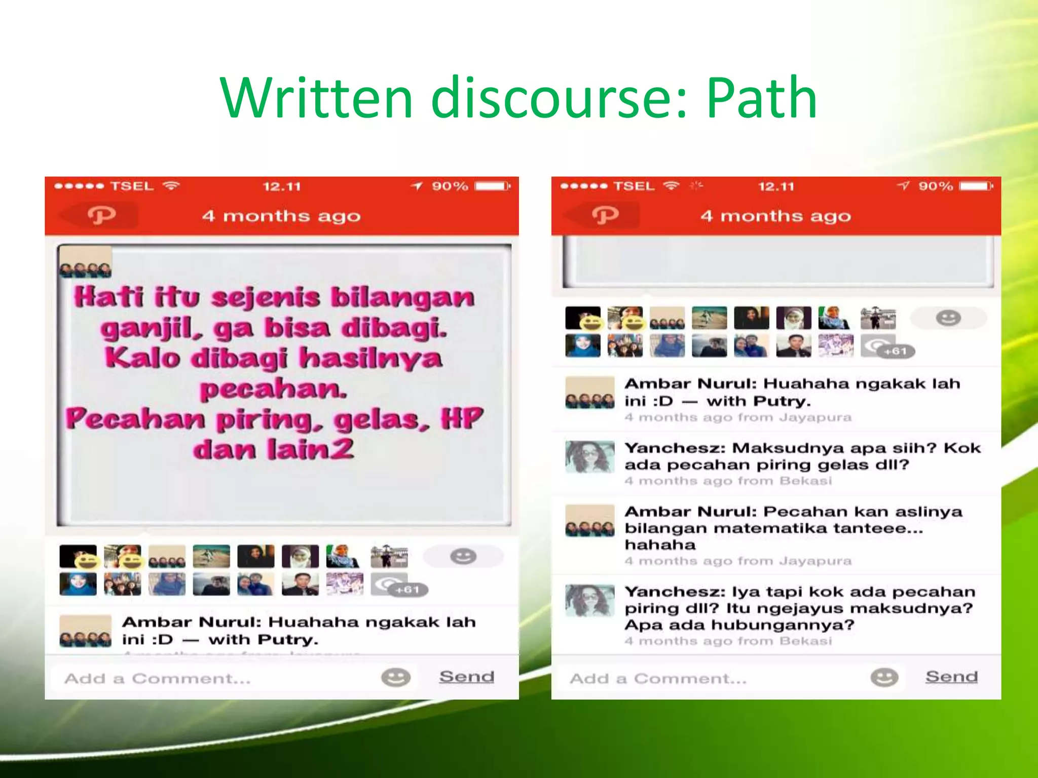 Written discourse: Path
 