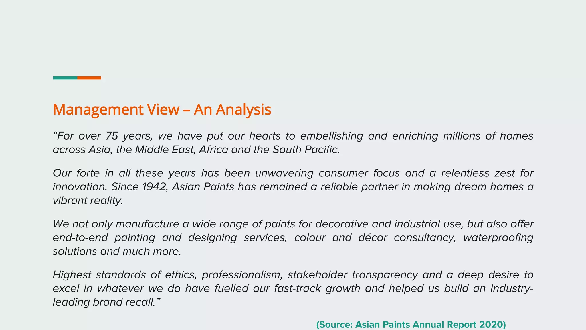 Asian Paints Financial Analysis PPT