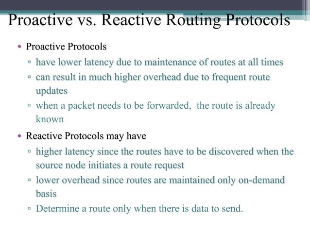 proactive and reactive routing comparisons | PPT