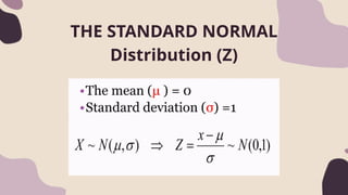 THE STANDARD NORMAL
Distribution (Z)
 
