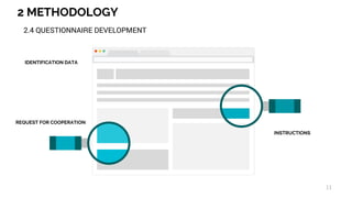 2 METHODOLOGY
11
2.4 QUESTIONNAIRE DEVELOPMENT
INSTRUCTIONS
IDENTIFICATION DATA
REQUEST FOR COOPERATION
 