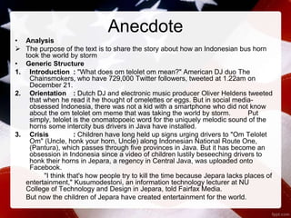 CONTOH SPOOF TEXT AND ANECDOTE TEXT WITH ANALYSIS | PPTX