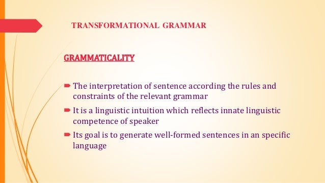transformational grammar transformational grammar