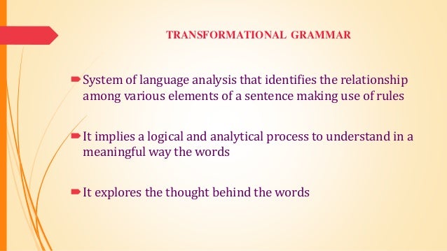 transformational grammar transformational grammar