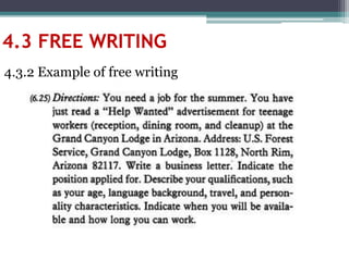 4.3.2 Example of free writing
4.3 FREE WRITING
 