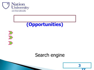 (Opportunities)




   Search engine

                   3
 