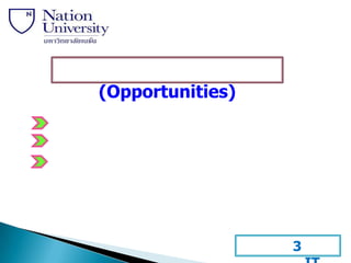 (Opportunities)




                  3
 