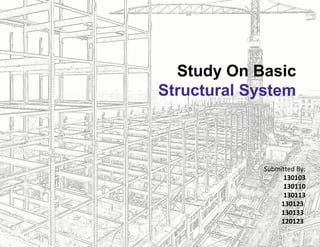 Study On Basic
Structural System
Submitted By:
130103
130110
130113
130123
130133
120123
 