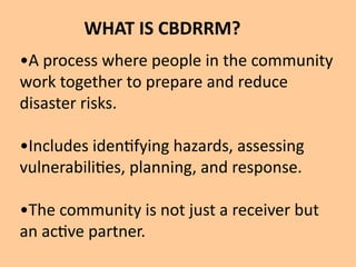 Cbdrrm Process CBDRRM (CONCEPT, STAKEHOLDERS, NATURE, PURPOSE)- WPS Office.pptx