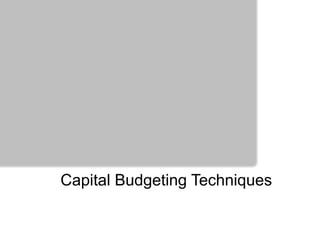 Capital Budgeting Techniques
 