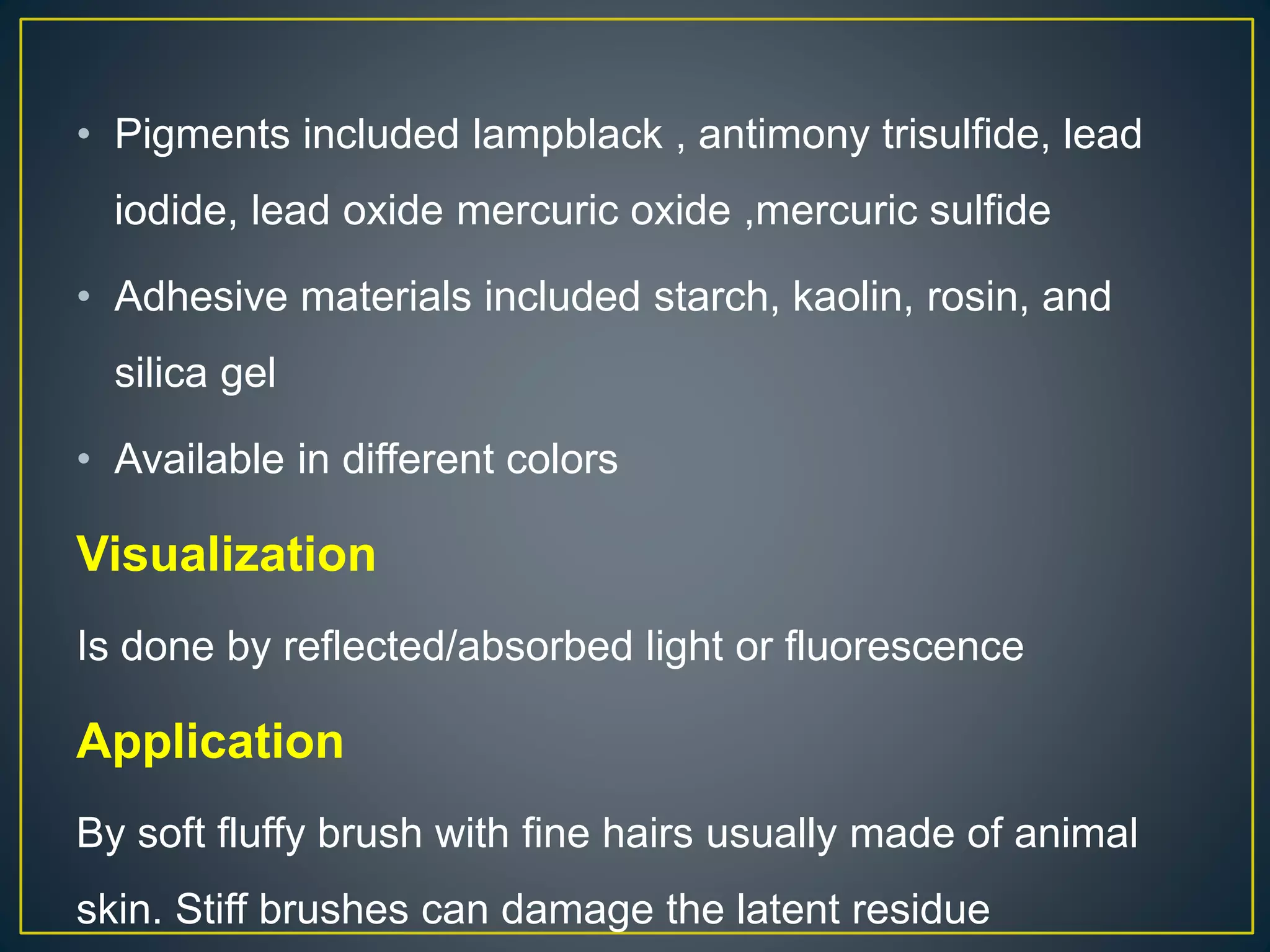 conventional methods of fingerprint development | PPTX