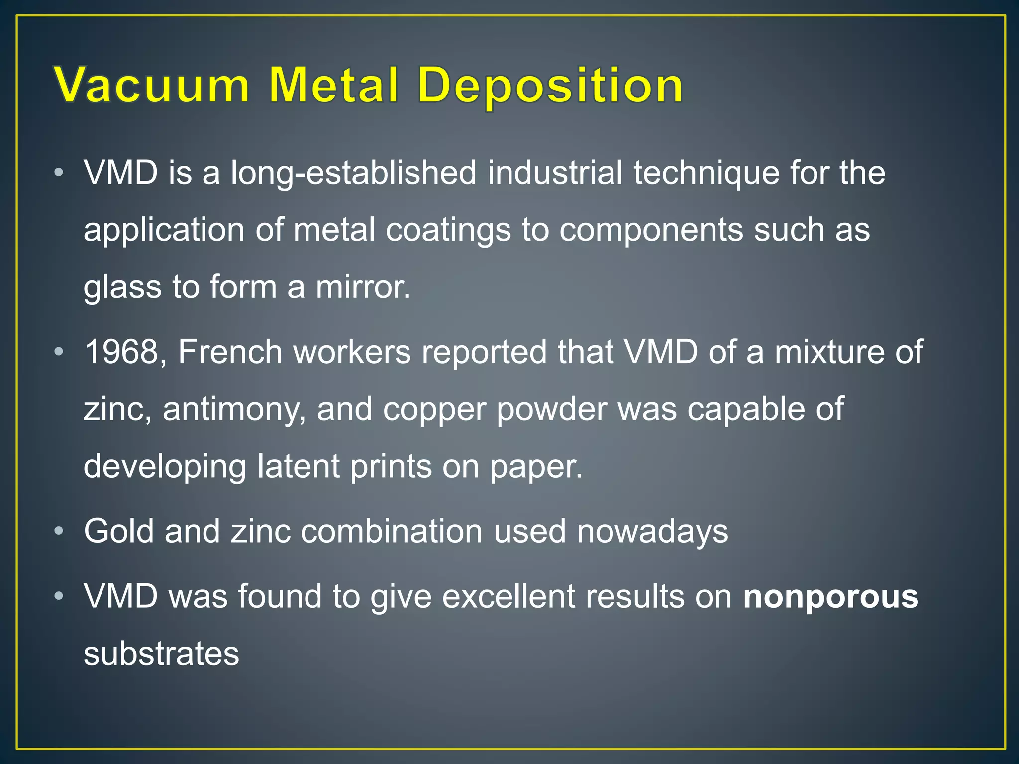 conventional methods of fingerprint development | PPTX