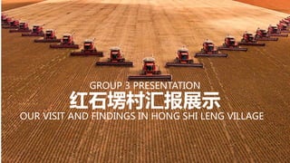 红石塄村汇报展示
GROUP 3 PRESENTATION
OUR VISIT AND FINDINGS IN HONG SHI LENG VILLAGE
 