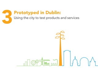 Start ups
ou m
services
funding
places
events
networks
3Using the city to test products and services
Prototyped in Dublin:
 