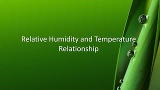 Relative Humidity and Temperature
Relationship
 