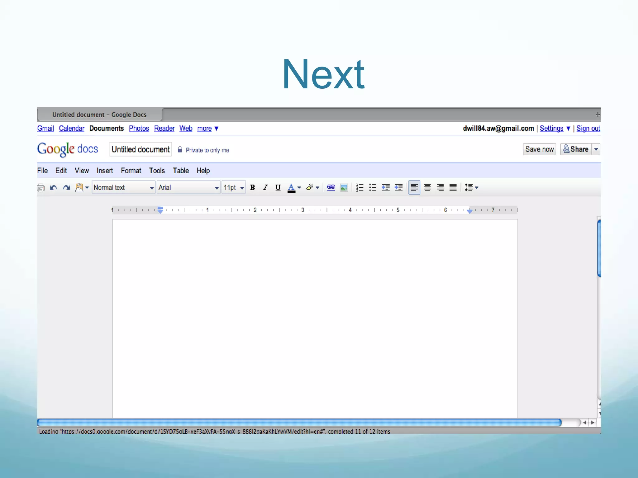 Doesn’t have audio featuresN1:There are a lot of features that Google Presenter offers that makes it a unique and useful tool. Here are a few of the advantages and limitations of Google Presenter.(read limitations first, then advantages as they appear on mouse click)Text:Graphics: the Google logo. Animation: Bullet points will appear one at a timeSound: there is a sound button for the last bullet point on limitationsInteraction/Activities: n/a