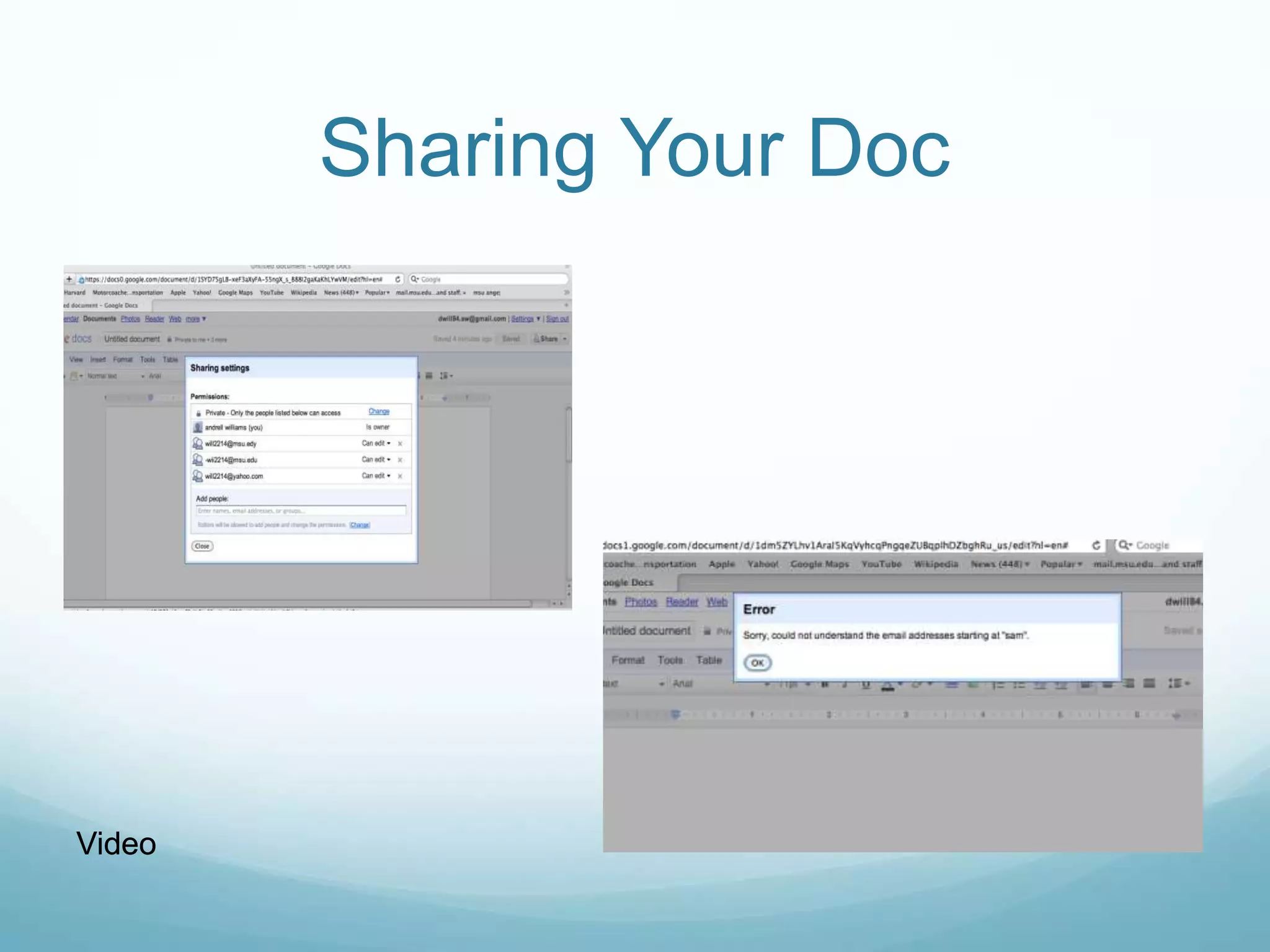 The PowerPoint will transition to the next slide which will be a screenshot of Google doc.  