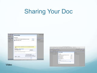 After showing them the screen capture  the next slide will show a video tutorial of me explaining how to share a Google Doc
