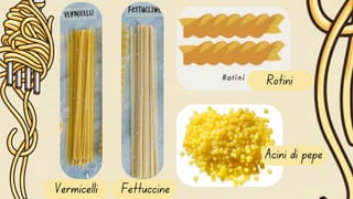 Acini di pepe
Rotini
Vermicelli Fettuccine
 