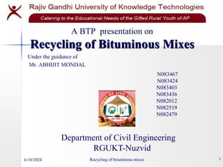 ppt on recycling of asphalt mix containing Reclaimed Asphalt Pavement | PPT