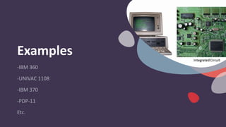 Examples
-IBM 360
-UNIVAC 1108
-IBM 370
-PDP-11
Etc.
 