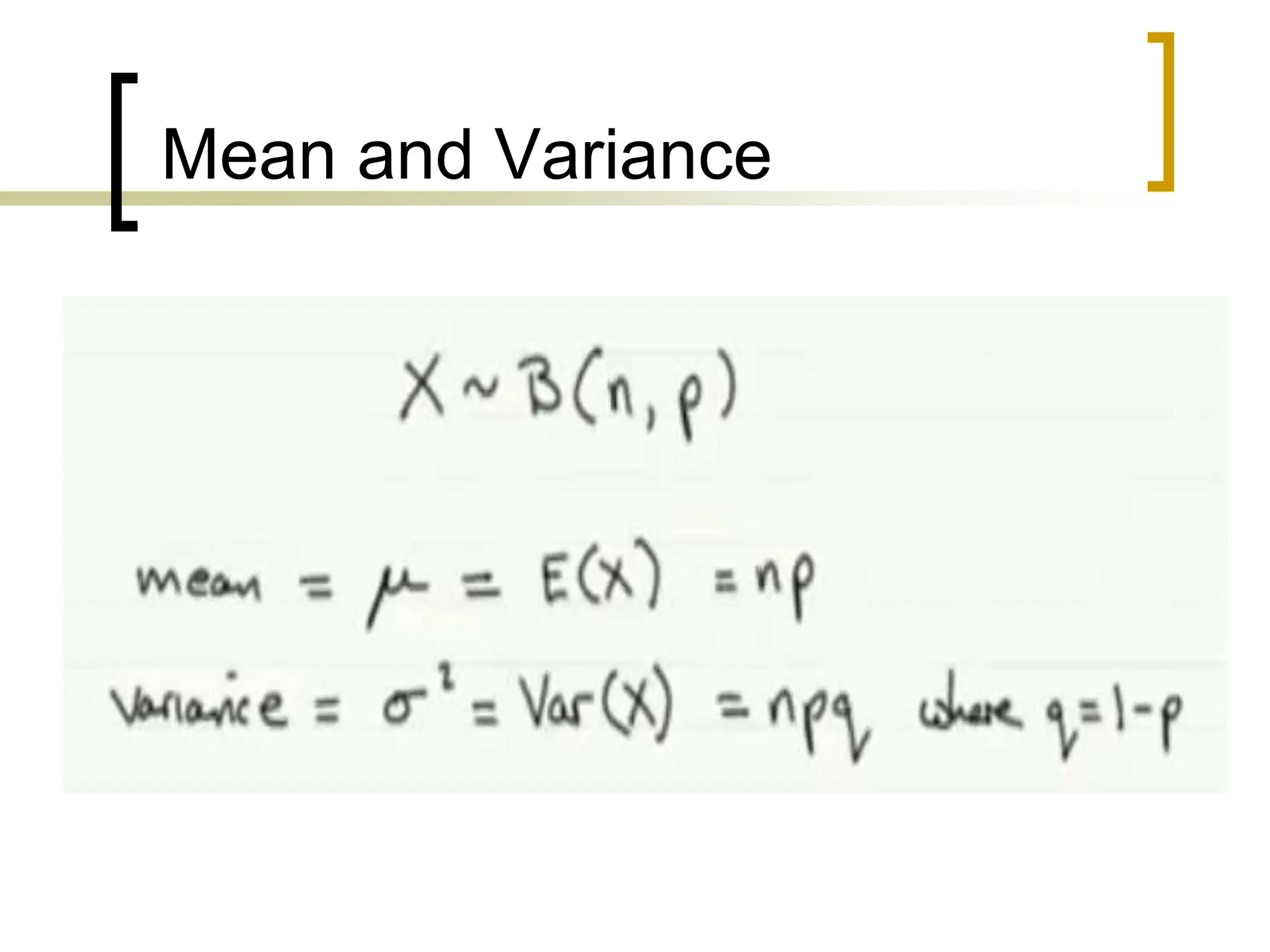 Mean and Variance
 