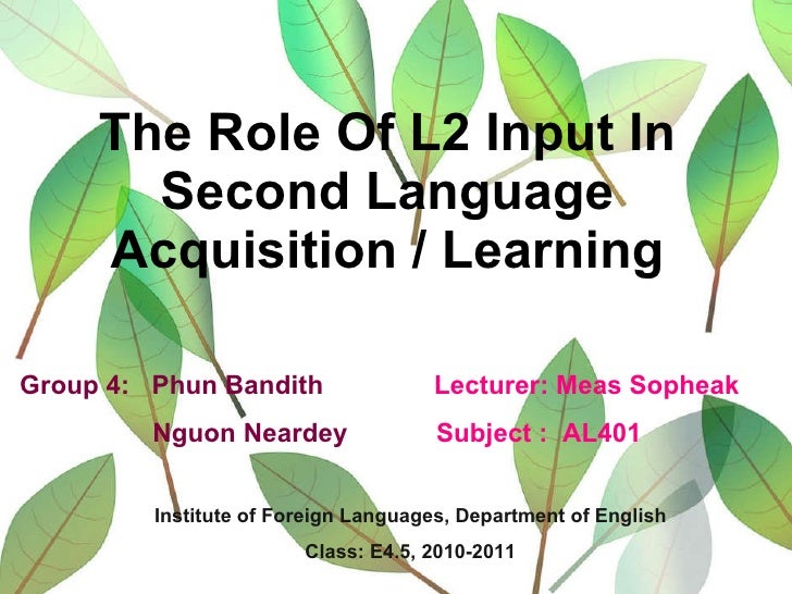 Group 4 Role Of L2 Input