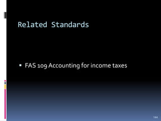 Related Standards
 FAS 109 Accounting for income taxes
144
 